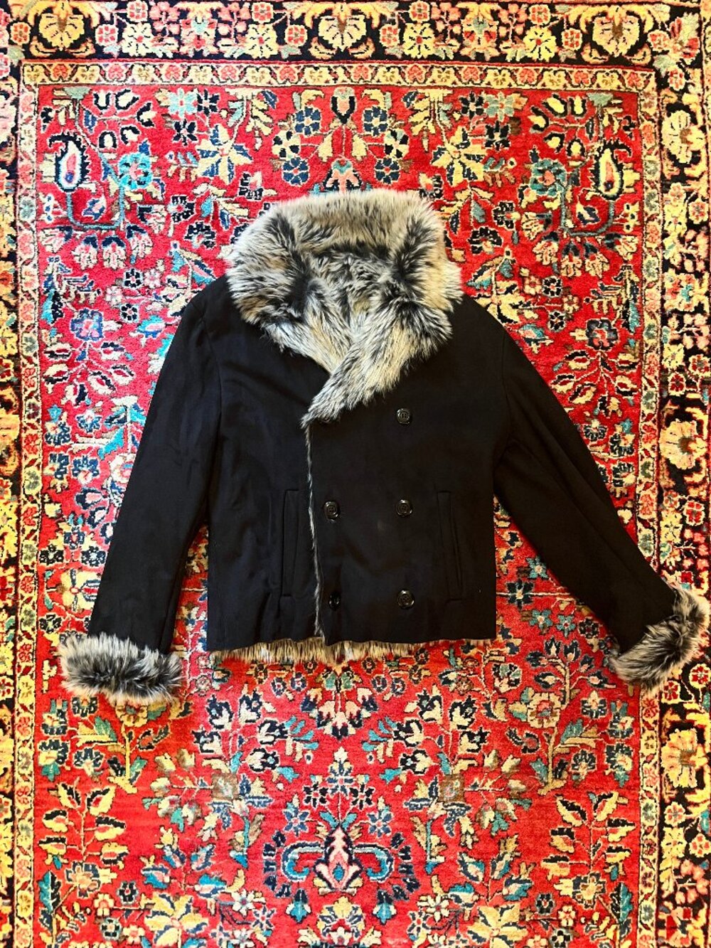 Handmade faux fur and suede jacket
